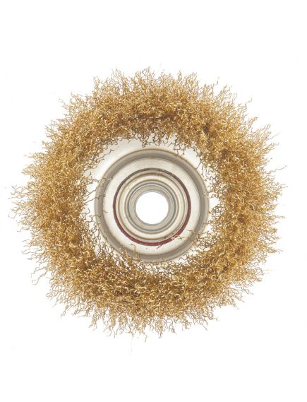 Щетка для УШМ 100 мм М14 "чашка" латунированная витая проволока MATRIX 74605, фото , изображение 3 - Метэкс