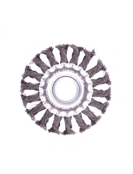 Щетка для УШМ 100 мм посадка 22,2 мм  плоская крученая проволока 0,5 мм MATRIX 74630, фото , изображение 2 - Метэкс