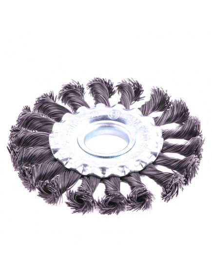 Щетка для УШМ 100 мм посадка 22,2 мм  плоская крученая проволока 0,5 мм MATRIX 74630, фото , изображение 3 - Метэкс