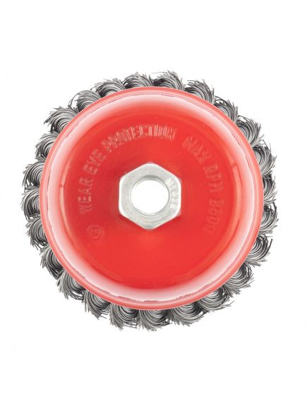 Щетка для УШМ 100 мм М14 "чашка" крученая проволока 0,5 мм MATRIX 74628, фото , изображение 4 - Метэкс