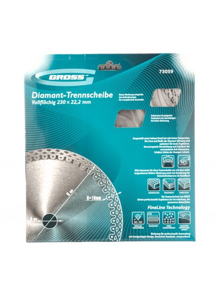Диск алмазный 230 х 22,2 мм сплошной тонкий мокрая резка GROSS 73059, фото , изображение 3 - Метэкс