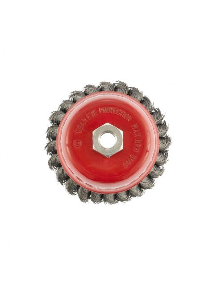 Щетка для УШМ 100 мм М14 "чашка" двухрядная крученая проволока 0,35 мм MATRIX 74677, фото , изображение 3 - Метэкс