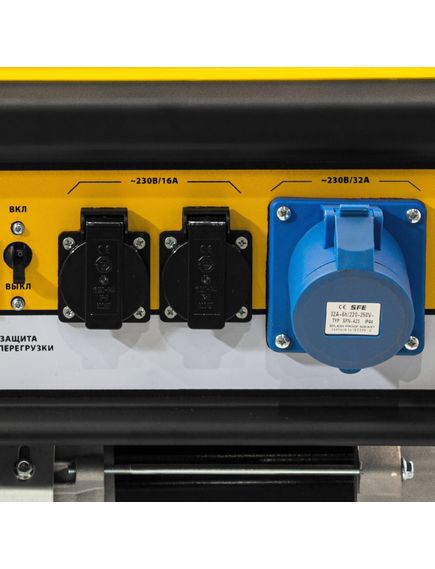 Генератор бенз. (6 - 6,5 кВт, 220 В, 25л, ручной стартер) DENZEL GE-7900 (94638), фото , изображение 16 - Метэкс