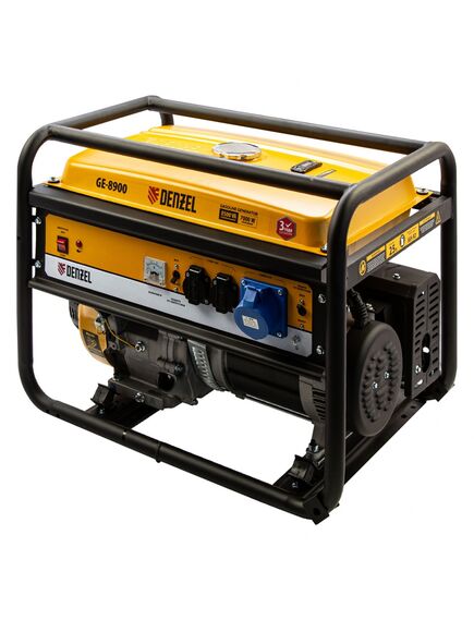 Генератор бенз. (7 - 8,5 кВт, 220 В, 25л, ручной стартер) DENZEL GE-8900 (94639), фото , изображение 2 - Метэкс