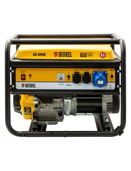 Генератор бенз. (7 - 8,5 кВт, 220 В, 25л, ручной стартер) DENZEL GE-8900 (94639), фото , изображение 3 - Метэкс