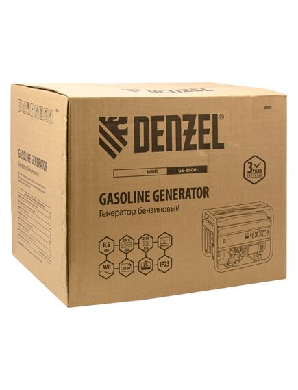Генератор бенз. (7 - 8,5 кВт, 220 В, 25л, ручной стартер) DENZEL GE-8900 (94639), фото , изображение 23 - Метэкс