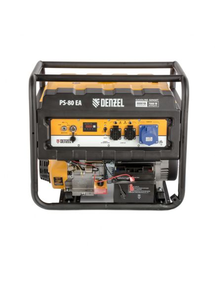 Генератор бенз. (7 - 8 кВт, 220 В, 25л, электростартер) DENZEL PS-80 EA (946924), фото , изображение 16 - Метэкс
