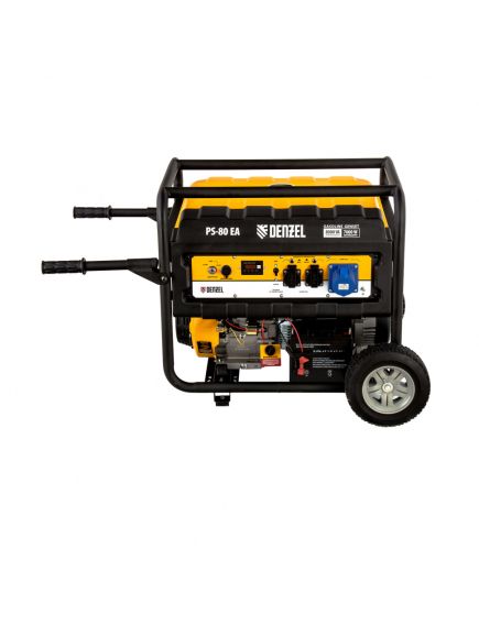 Генератор бенз. (7 - 8 кВт, 220 В, 25л, электростартер) DENZEL PS-80 EA (946924), фото , изображение 2 - Метэкс