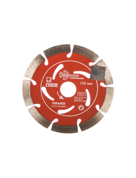 Диск алмазный 125 х 22,2 мм сегментный Grand hot press TRIO-DIAMOND GUS722, фото , изображение 2 - Метэкс