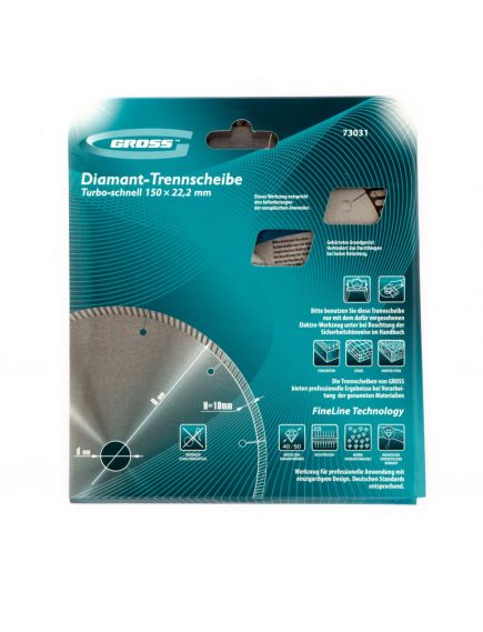 Диск алмазный 150 х 22,2 мм турбо с лазерной перфорацией сухое резание GROSS 73031, фото , изображение 4 - Метэкс