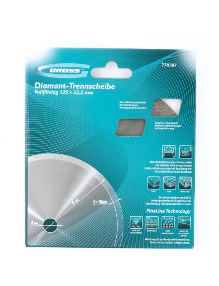 Диск алмазный 125 х 22,2 мм сплошной мокрое резание GROSS 730387, фото , изображение 4 - Метэкс