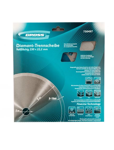 Диск алмазный 230 х 22,2 мм сплошной мокрое резание GROSS 730497, фото , изображение 4 - Метэкс