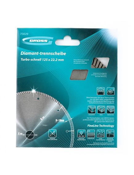 Диск алмазный 125 х 22,2 мм турбо с лазерной перфорацией сухая резка GROSS 73029, фото , изображение 4 - Метэкс