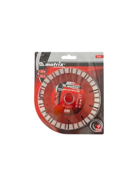 Диск алмазный 125 х 22,2 мм турбо-сегментный сухая резка MATRIX 73142, фото , изображение 4 - Метэкс