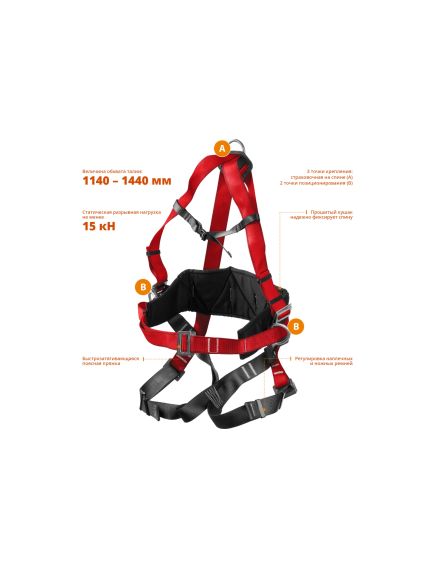 Удерживающая система двухплечный строп "Эльбрус" ЗУБР 11580, фото , изображение 2 - Метэкс
