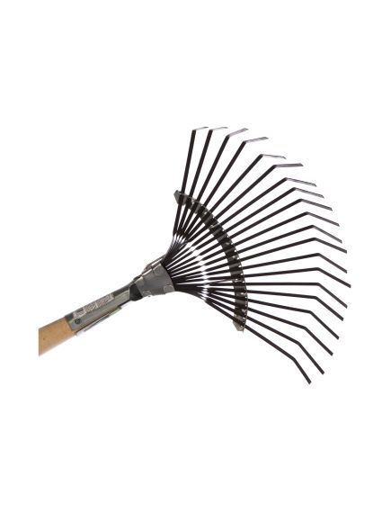 Грабли веерные стальные 385х1500 мм 20 плоских зубьев деревянный черенок СИБРТЕХ 61779, фото , изображение 3 - Метэкс