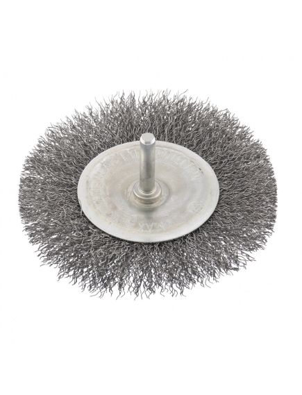 Щетка для дрели 100 мм плоская со шпилькой витая проволока СИБРТЕХ 744507, фото , изображение 2 - Метэкс