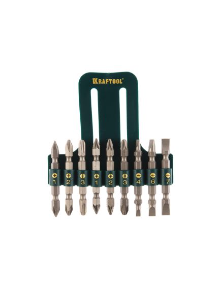 Набор бит двухсторонних 9 предметов (PH; PZ; SL) KRAFTOOL 26060-H10, фото , изображение 2 - Метэкс