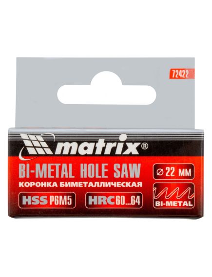 Коронка биметаллическая 22 мм MATRIX 72422, фото , изображение 6 - Метэкс