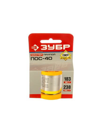 Припой с канифолью ПОС 40 0,8 мм 50 г ЗУБР 55451-050-08C, фото , изображение 2 - Метэкс