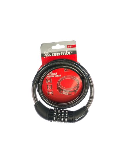 Замок тросовый универсальный 10 х 950 мм с кодовым механизмом Matrix 91818, фото , изображение 4 - Метэкс