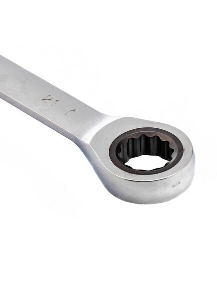 Ключ комбинированный трещоточный 21 мм зеркальный хром MATRIX 14813, фото , изображение 3 - Метэкс