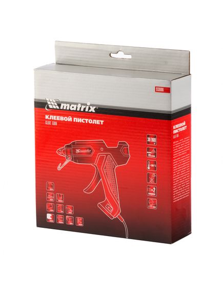 Клеевой пистолет 11 мм 30 (160) Вт 18 г/мин выключатель и индикатор напряжения MATRIX 93006, фото , изображение 2 - Метэкс