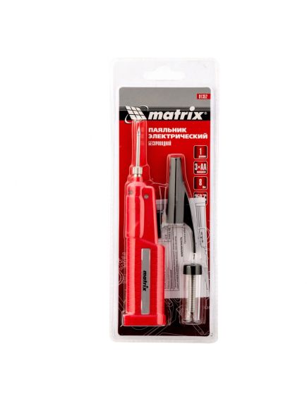 Паяльник беспроводной 4.5 В, 8 Вт 350°С работа от элементов питания 3хАА MATRIX 91352, фото , изображение 8 - Метэкс