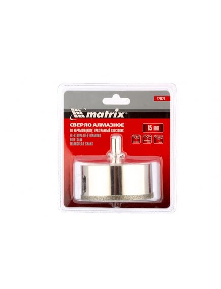 Сверло алмазное по керамограниту 85 х 67 мм трехгранный хвостовик MATRIX 726823, фото , изображение 2 - Метэкс