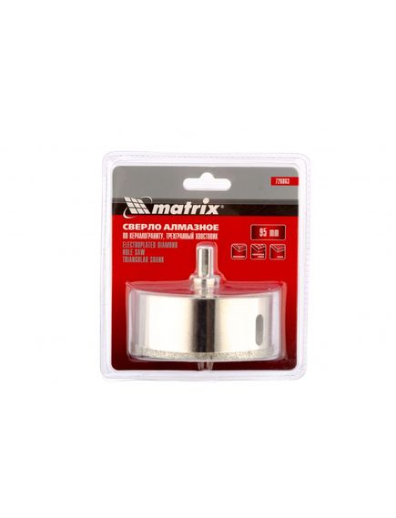 Сверло алмазное по керамограниту 95 х 67 мм трехгранный хвостовик MATRIX 726863, фото , изображение 2 - Метэкс
