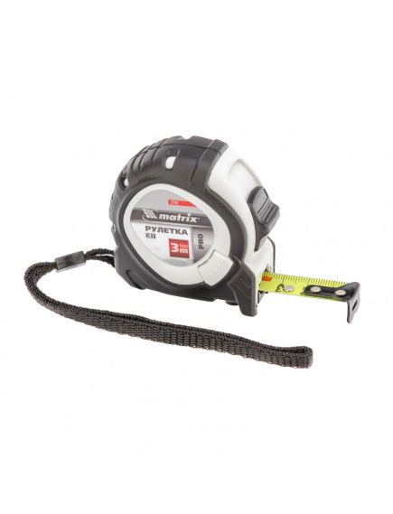 Рулетка 3 м х 16 мм Neon обрезиненный корпус 3 фиксации MATRIX 32590, фото , изображение 2 - Метэкс