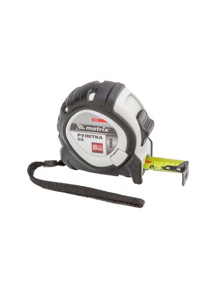 Рулетка 8 м х 25 мм Neon обрезиненный корпус 3 фиксации MATRIX 32593, фото , изображение 2 - Метэкс
