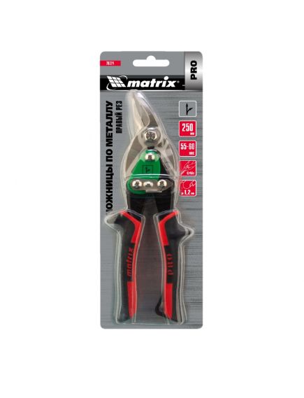 Ножницы по металлу 250 мм правый рез двухкомпонентные рукоятки MATRIX 78324, фото , изображение 4 - Метэкс