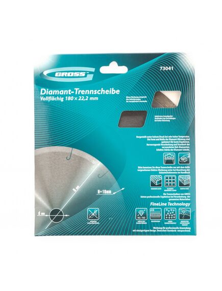 Диск алмазный 180 х 22,2 мм сплошной c лазерной перфорацией мокрое резание GROSS 73041, фото , изображение 4 - Метэкс