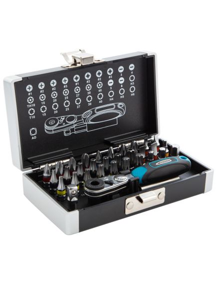 Набор бит 1/4 магнитный адаптер сталь пластиковый кейс 33 предмета GROSS 11365, фото , изображение 8 - Метэкс