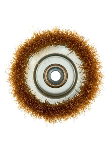 Щетка для УШМ 125 мм М14 "чашка" латунированная витая проволока MATRIX 74606, фото , изображение 3 - Метэкс