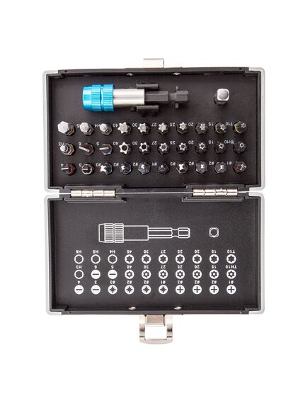 Набор бит магнитный адаптер пластиковый кейс 32 предмета GROSS 11363, фото , изображение 4 - Метэкс