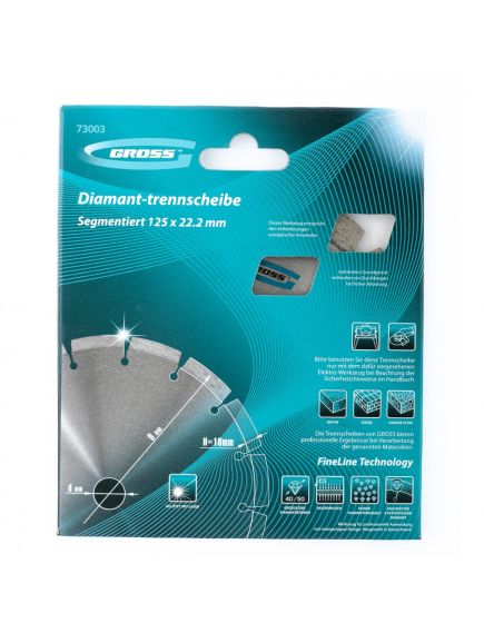 Диск алмазный 125 х 22,2 мм лазерная приварка сегментов сухое резание GROSS 73003, фото , изображение 3 - Метэкс