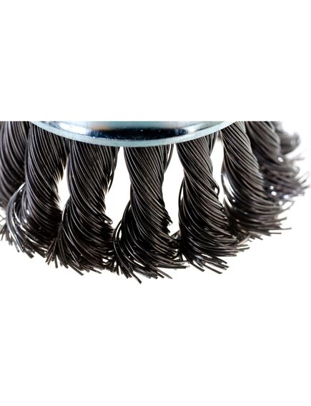 Щетка для дрели 75 мм "чашка" со шпилькой крученая металлическая проволока MATRIX 74470, фото , изображение 4 - Метэкс