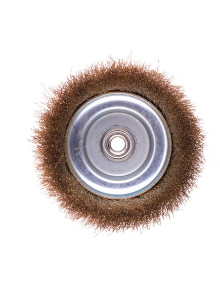 Щетка для УШМ 150 мм М14 "чашка" латунированная витая проволока MATRIX 74607, фото , изображение 3 - Метэкс