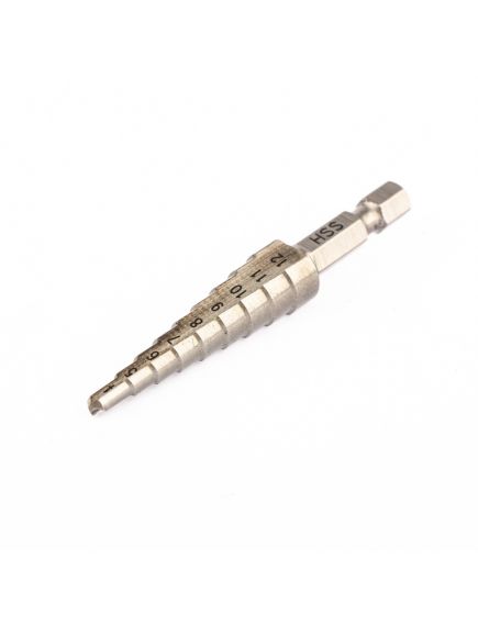 Сверло ступенчатое 4-12 мм 9 ступеней Р6М5 шестигранный хвостовик БАРС 72360, фото , изображение 3 - Метэкс