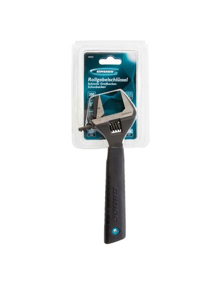 Ключ разводной 200 мм переставная губка GROSS 15572, фото , изображение 5 - Метэкс