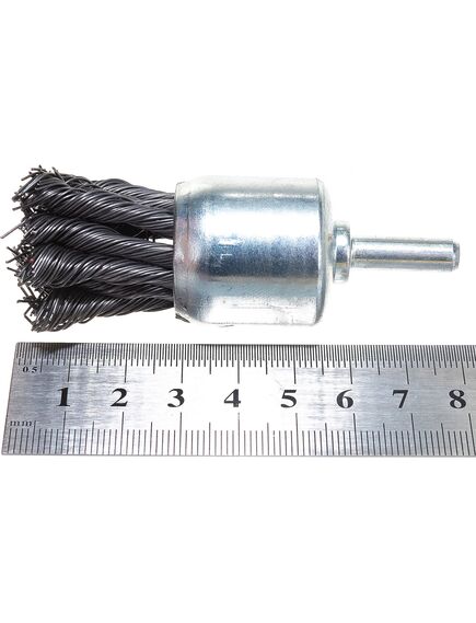 Щетка для дрели 30 мм "чашка" со шпилькой крученая металлическая проволока MATRIX 74466, фото , изображение 4 - Метэкс