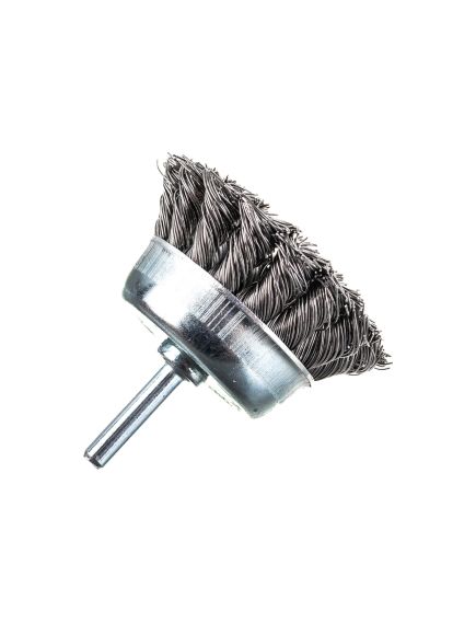 Щетка для дрели 65 мм "чашка" со шпилькой крученая металлическая проволока MATRIX 74468, фото , изображение 3 - Метэкс