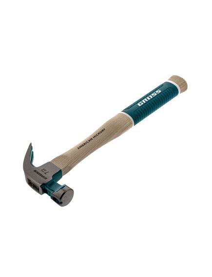 Молоток-гвоздодер 200 г угол 45 магнит обрезиненная рукоятка AMERICAN HICKORY GROSS 10414, фото , изображение 4 - Метэкс