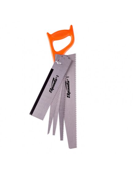 Ножовка по дереву 350 мм 5 сменных полотен пластиковая рукоятка SPARTA 231255, фото , изображение 2 - Метэкс