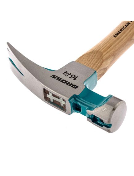 Молоток-гвоздодер 450 г угол 45 магнит обрезиненная рукоятка AMERICAN HICKORY GROSS 10415, фото , изображение 2 - Метэкс