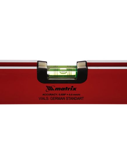 Уровень алюминиевый 1000 мм 3 глазка ударопрочные заглушки двухкомпонентные ручки MATRIX 34308, фото , изображение 2 - Метэкс