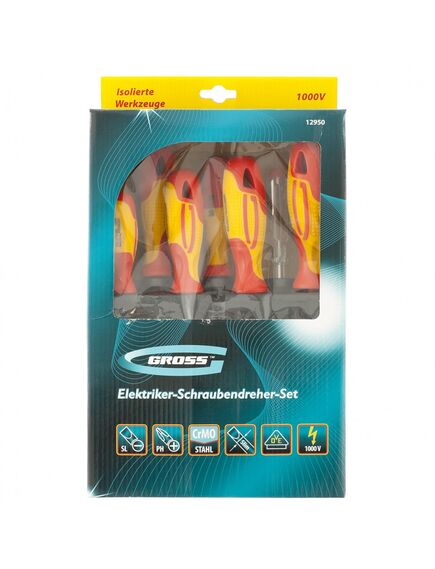 Набор диэлектрических отверток до 1000В 8 шт тестер GROSS 12950, фото , изображение 3 - Метэкс