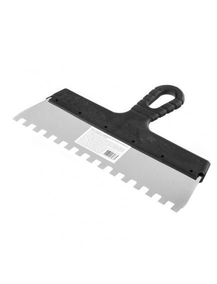 Шпатель из нержавеющей стали 300 мм зуб 10 х 10 мм пластмассовая ручка SPARTA 85130, фото , изображение 2 - Метэкс
